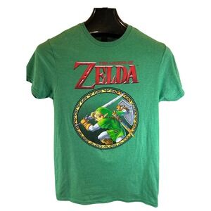 The Legend of Zelda Link T Shirt Green Graphic Nintendo Video‎ Game Adult Size S